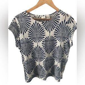 Joie Women’s Blue Patterned 100% Linen Top Medium